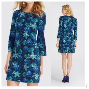 Draper James Winter Floral Nassau Navy Soft Stretchy Shift Dress